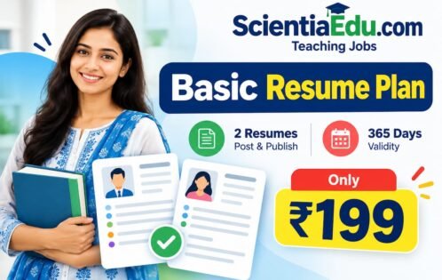 ScientiaEdu Basic Resume Plan for Teaching Jobs – 2 Resumes for ₹199