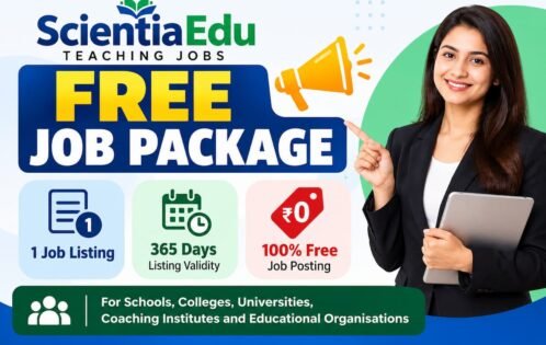 Free Job Package for Teaching Jobs on ScientiaEdu with 1 Job Listing for 365 Days
