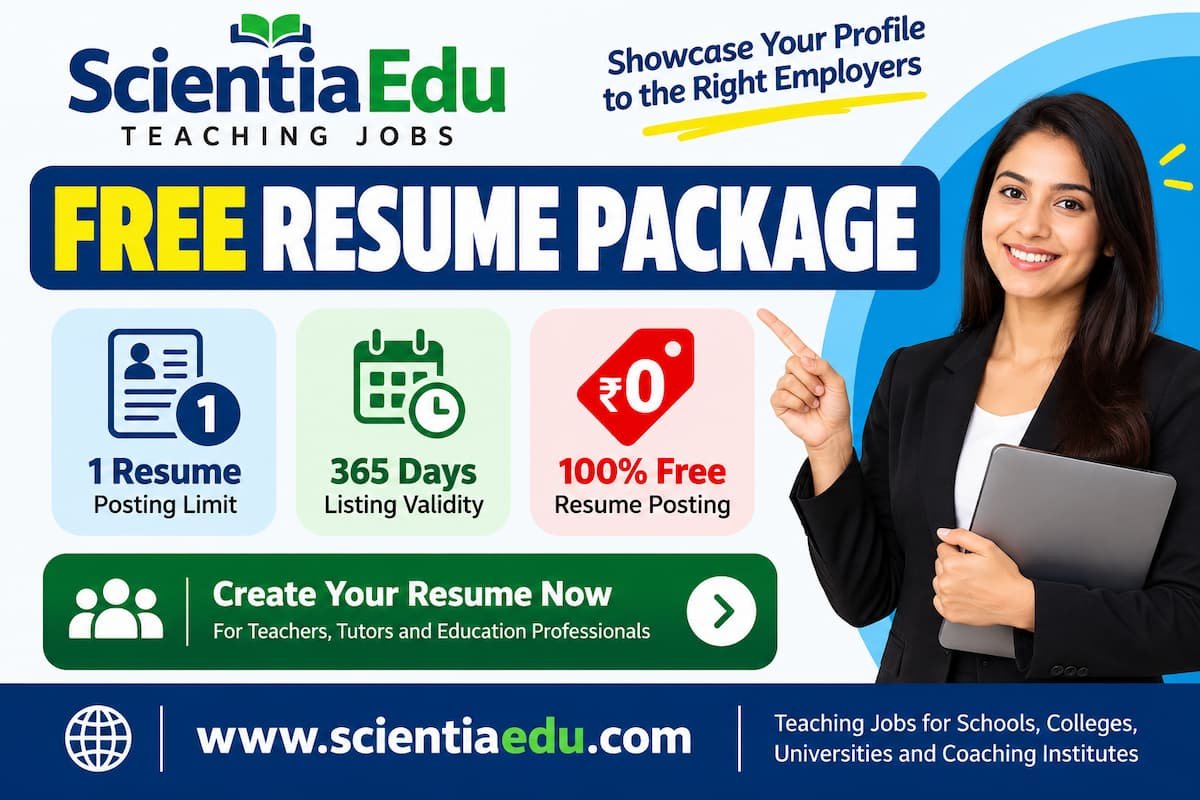 Free Resume Package for Teachers, Tutors and Education Professionals on ScientiaEdu